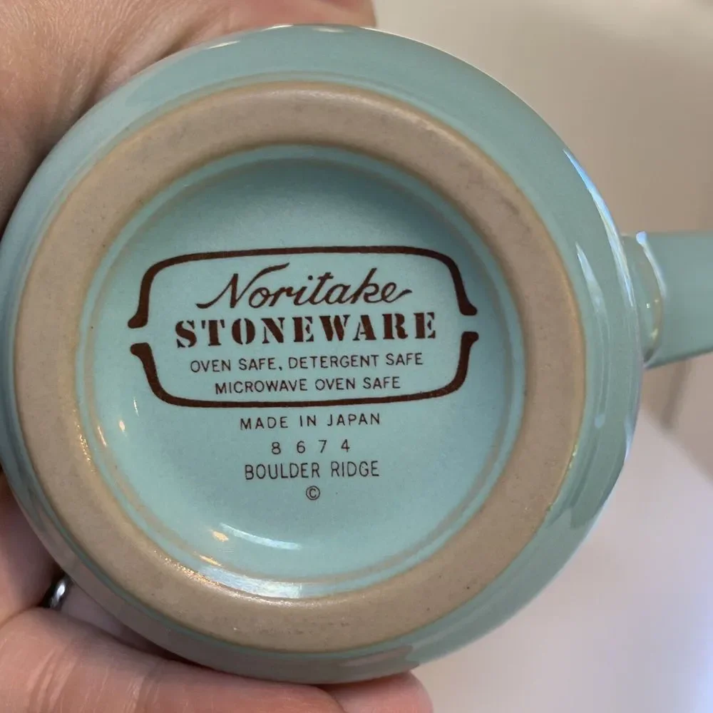 Vintage coffee mugs Southwestern Noritake Stoneware Boulder Ridge 3 Aqua Aztec - Picture 5 of 15